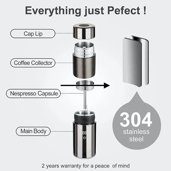 Electric 12v Car Espresso Maker Portable Cold Brew Heating Coffee Maker Machine Compatible with Ground Coffee & Capsule for Travel