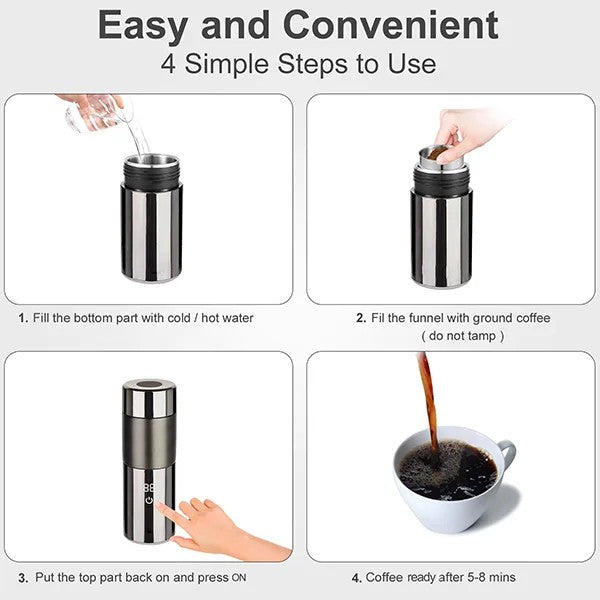 Electric 12v Car Espresso Maker Portable Cold Brew Heating Coffee Maker Machine Compatible with Ground Coffee & Capsule for Travel