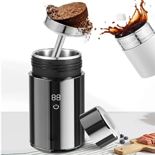 Electric 12v Car Espresso Maker Portable Cold Brew Heating Coffee Maker Machine Compatible with Ground Coffee & Capsule for Travel